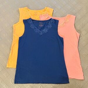 WHITE STAG BUNDLE, Three Lace Tank Tops, Size Large (12-14)